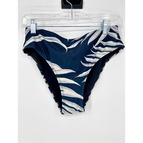 Cupshe Other - NWT Cupshe Womens M Navy Blue White Tropical Palm Leaf Ribbed Bikini Bottoms